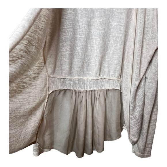 Elena Baldi Oat Sheer Cardigan with Contrasting Silky Hem Made in Italy Size L - Picture 5 of 12